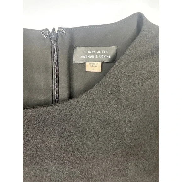 Tahari Arthur S. Levine Black Dress Lace Bell Sleeve Cocktail Party size 4 - Picture 4 of 9